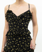 Load image into Gallery viewer, MICHAEL KORS x Black, Yellow Floral Frilly Dress (M)