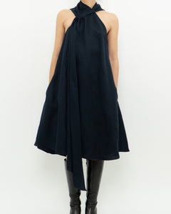 REISS x Navy Linen Flowy Dress (XS, S)