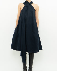 REISS x Navy Linen Flowy Dress (XS, S)