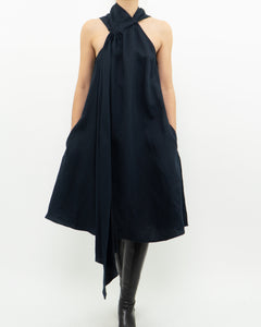 REISS x Navy Linen Flowy Dress (XS, S)