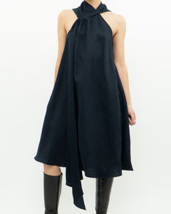 REISS x Navy Linen Flowy Dress (XS, S)