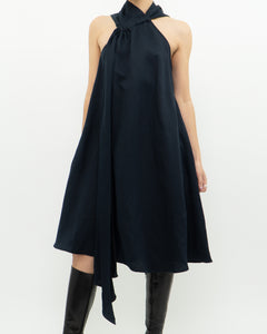 REISS x Navy Linen Flowy Dress (XS, S)