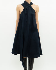 REISS x Navy Linen Flowy Dress (XS, S)