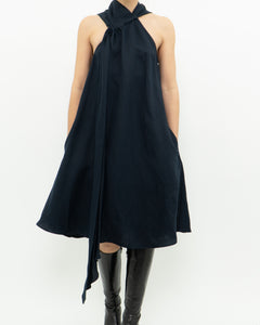 REISS x Navy Linen Flowy Dress (XS, S)