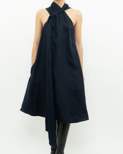 REISS x Navy Linen Flowy Dress (XS, S)