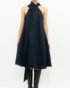 REISS x Navy Linen Flowy Dress (XS, S)