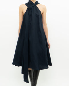 REISS x Navy Linen Flowy Dress (XS, S)