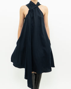 REISS x Navy Linen Flowy Dress (XS, S)