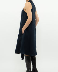 REISS x Navy Linen Flowy Dress (XS, S)