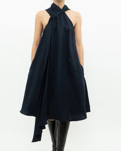 REISS x Navy Linen Flowy Dress (XS, S)