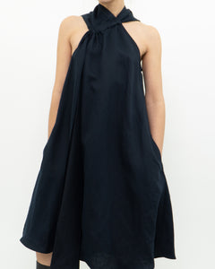 REISS x Navy Linen Flowy Dress (XS, S)