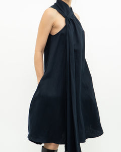 REISS x Navy Linen Flowy Dress (XS, S)