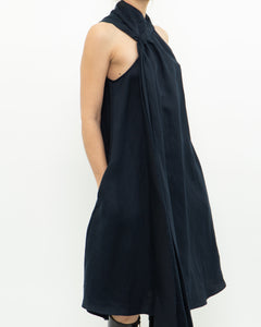 REISS x Navy Linen Flowy Dress (XS, S)