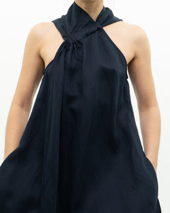 REISS x Navy Linen Flowy Dress (XS, S)