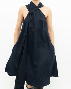 REISS x Navy Linen Flowy Dress (XS, S)