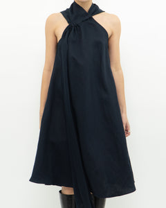 REISS x Navy Linen Flowy Dress (XS, S)