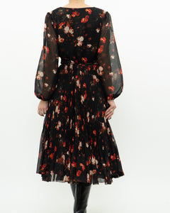 WILFRED x Black, Red Floral Wrap Dress (S, M)