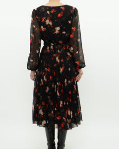 WILFRED x Black, Red Floral Wrap Dress (S, M)