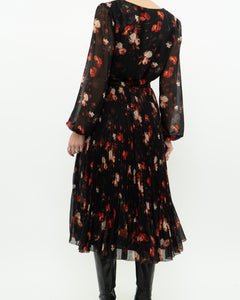 WILFRED x Black, Red Floral Wrap Dress (S, M)