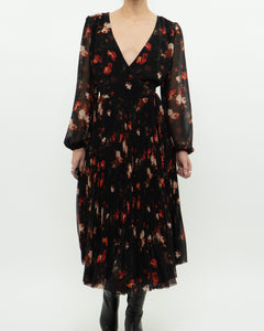 WILFRED x Black, Red Floral Wrap Dress (S, M)