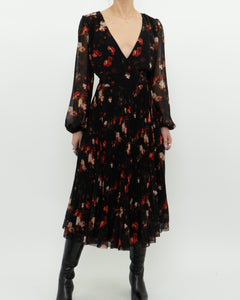 WILFRED x Black, Red Floral Wrap Dress (S, M)