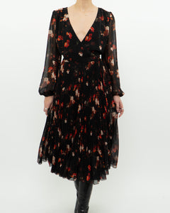 WILFRED x Black, Red Floral Wrap Dress (S, M)