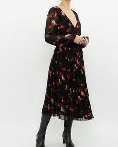 WILFRED x Black, Red Floral Wrap Dress (S, M)