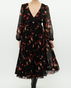 WILFRED x Black, Red Floral Wrap Dress (S, M)