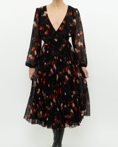 WILFRED x Black, Red Floral Wrap Dress (S, M)