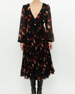 WILFRED x Black, Red Floral Wrap Dress (S, M)