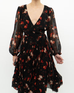 WILFRED x Black, Red Floral Wrap Dress (S, M)