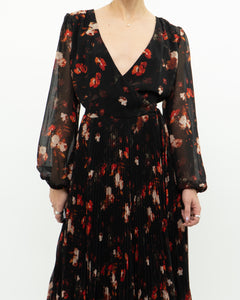 WILFRED x Black, Red Floral Wrap Dress (S, M)