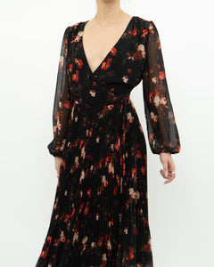 WILFRED x Black, Red Floral Wrap Dress (S, M)