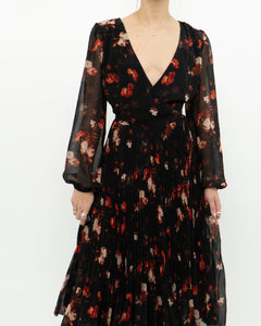 WILFRED x Black, Red Floral Wrap Dress (S, M)