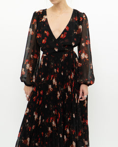 WILFRED x Black, Red Floral Wrap Dress (S, M)