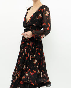 WILFRED x Black, Red Floral Wrap Dress (S, M)