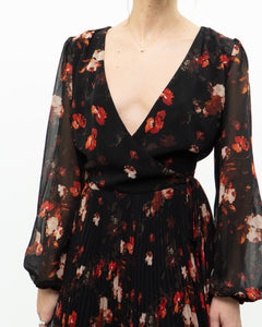 WILFRED x Black, Red Floral Wrap Dress (S, M)