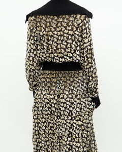 TORY BURCH x Black Velvet Floral Dress (L)