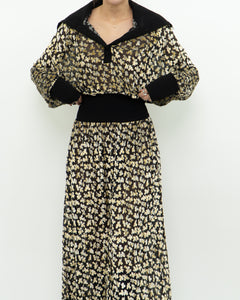 TORY BURCH x Black Velvet Floral Dress (L)