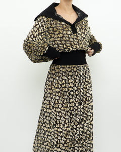 TORY BURCH x Black Velvet Floral Dress (L)