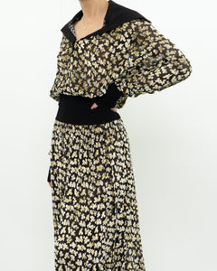 TORY BURCH x Black Velvet Floral Dress (L)