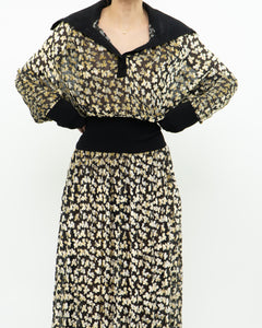 TORY BURCH x Black Velvet Floral Dress (L)