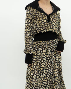 TORY BURCH x Black Velvet Floral Dress (L)