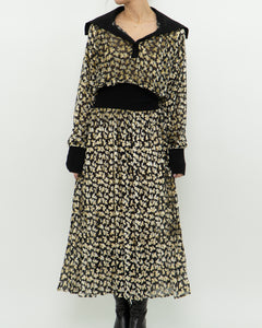 TORY BURCH x Black Velvet Floral Dress (L)