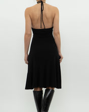 Load image into Gallery viewer, Vintage x Black Rhinestone Halter Dress (S, M)