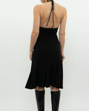 Load image into Gallery viewer, Vintage x Black Rhinestone Halter Dress (S, M)