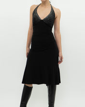 Load image into Gallery viewer, Vintage x Black Rhinestone Halter Dress (S, M)