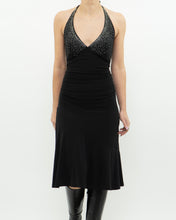 Load image into Gallery viewer, Vintage x Black Rhinestone Halter Dress (S, M)