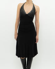 Load image into Gallery viewer, Vintage x Black Rhinestone Halter Dress (S, M)