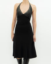 Load image into Gallery viewer, Vintage x Black Rhinestone Halter Dress (S, M)